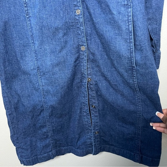 J. Jill Women Denim Dress Medium Long Sleeve Button Down Shirt Casual Western‎ - Picture 6 of 11